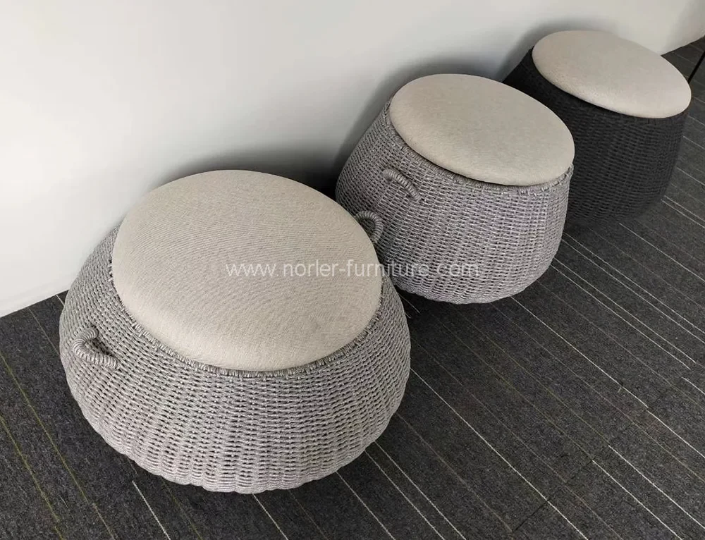 Outdoor Rope Weaving Footstool Furniture